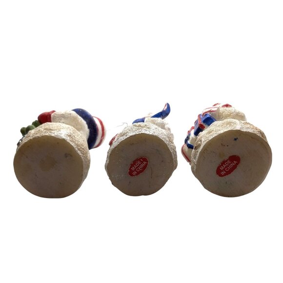 Patriotic Snowman Ornaments Set of 3 American Flag Holiday Theme Christmas Resin - Picture 6 of 7
